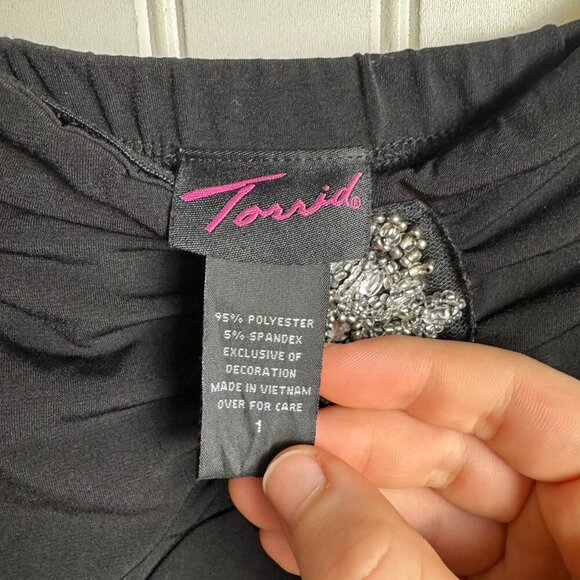 Torrid Black Strapless Rhinestone Beaded Maxi Dress B48 - Picture 4 of 4